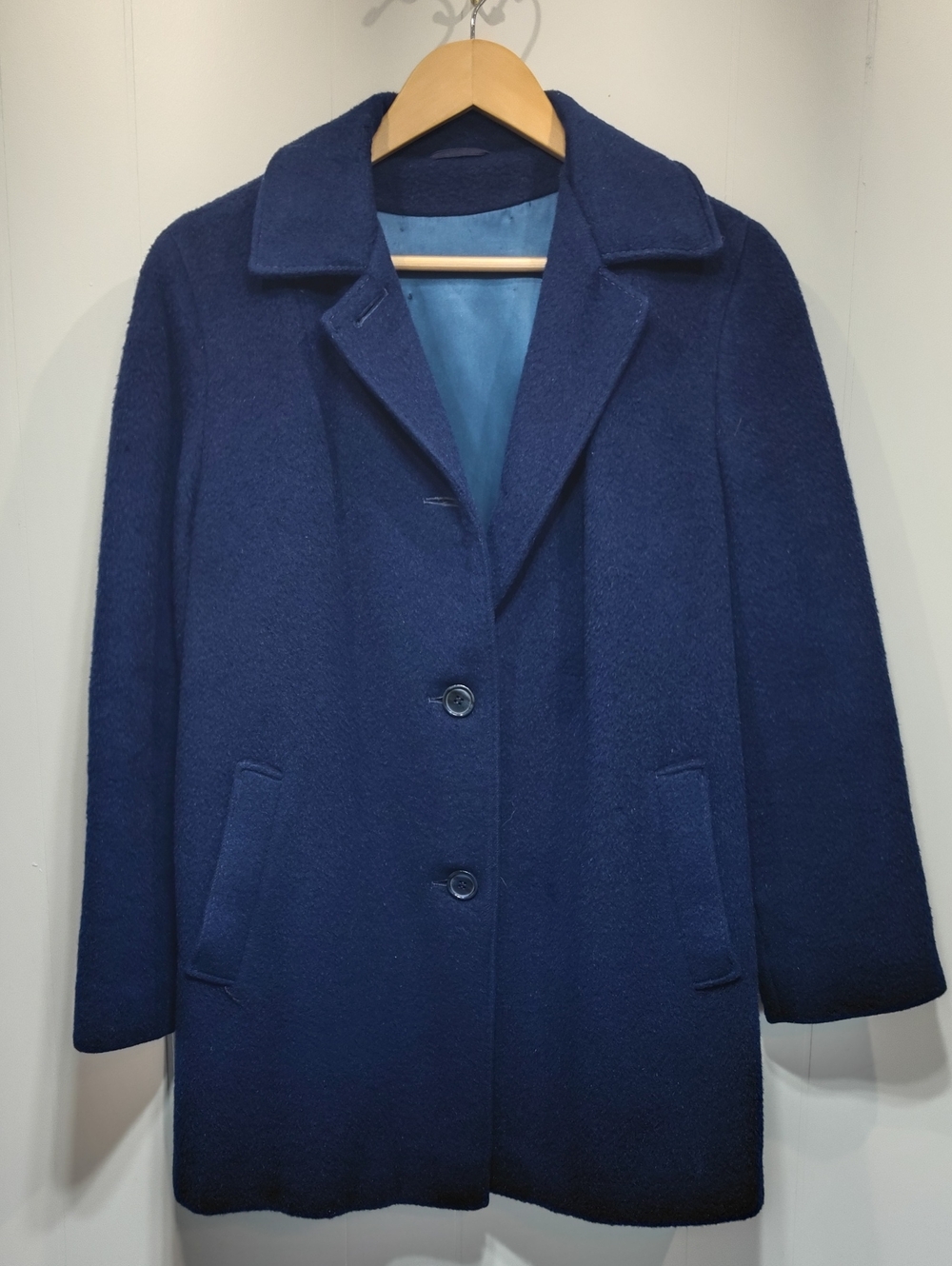 Vintage Weatherbee Wool Peacoat Royal Blue Small Warm Winter Coat Classic Mod 60